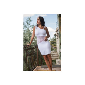 Robe blanche asymétrique avec dentelle Paola 